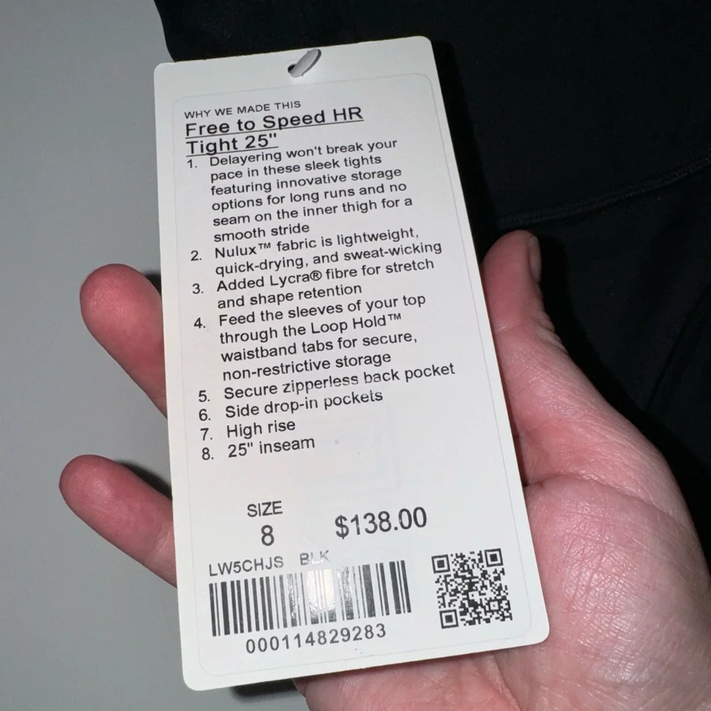 Lululemon NWT Free To Speed Tight Black - Picture 5 of 5